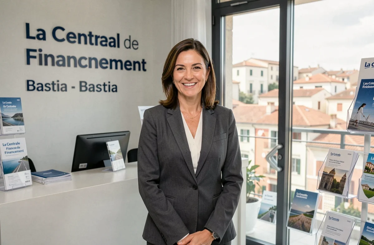 Responsable de l'agence La Centrale de Financement Bastia accueillant des clients