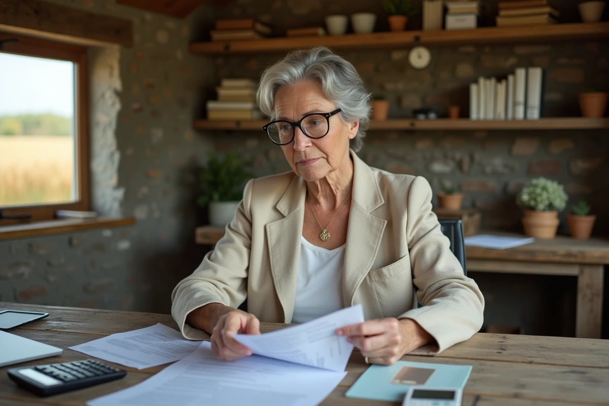 Agricultrice ou conseillère agricole consultant un contrat de fermage sur une table de ferme, en lien avec l'indexation et les plafonds légaux du prix du quintal 2026