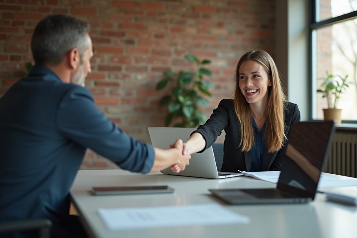Femme professionnelle serrant la main d