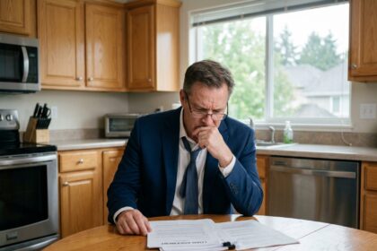 Homme d'affaires en réunion dans une cuisine moderne