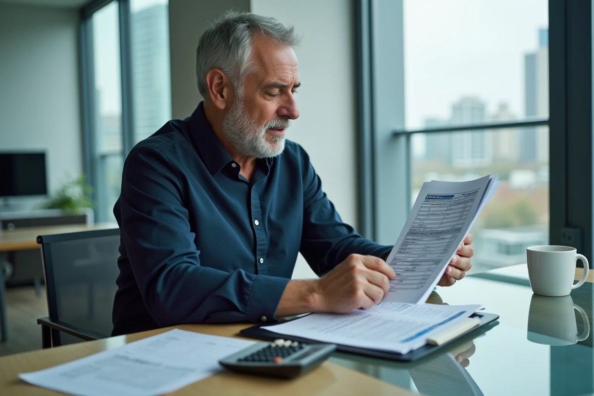 Homme comparant des formulaires fiscaux Cerfa pour optimiser sa déclaration de réduction d'impôts