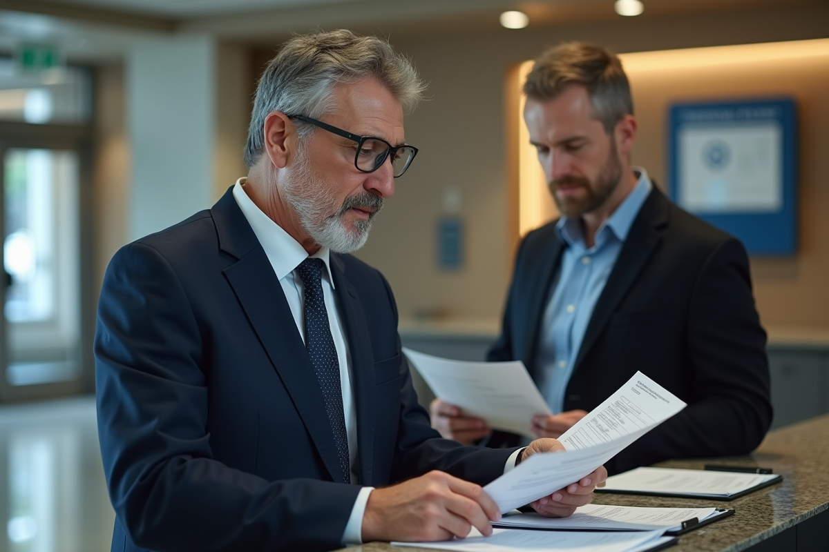 Homme en costume parle avec un conseiller bancaire