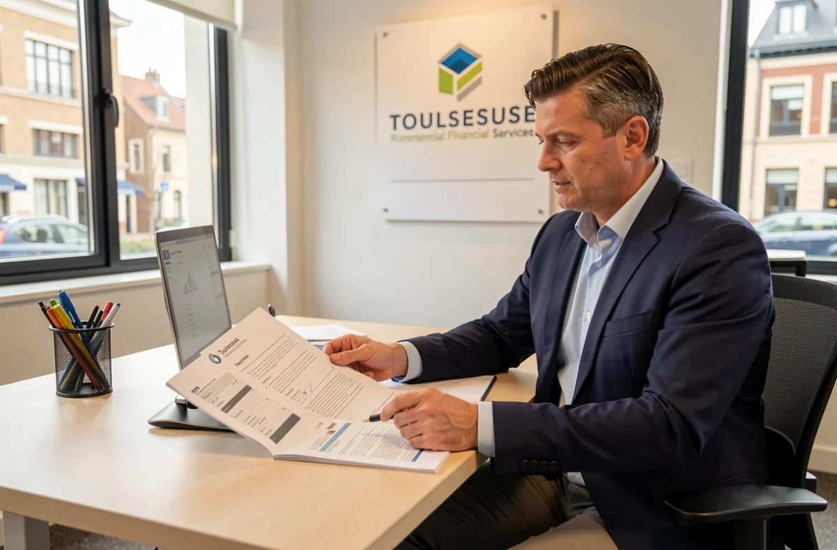 Courtier de LV Courtage à Toulouse traitant simultanément des dossiers de crédit immobilier et professionnel avec un client