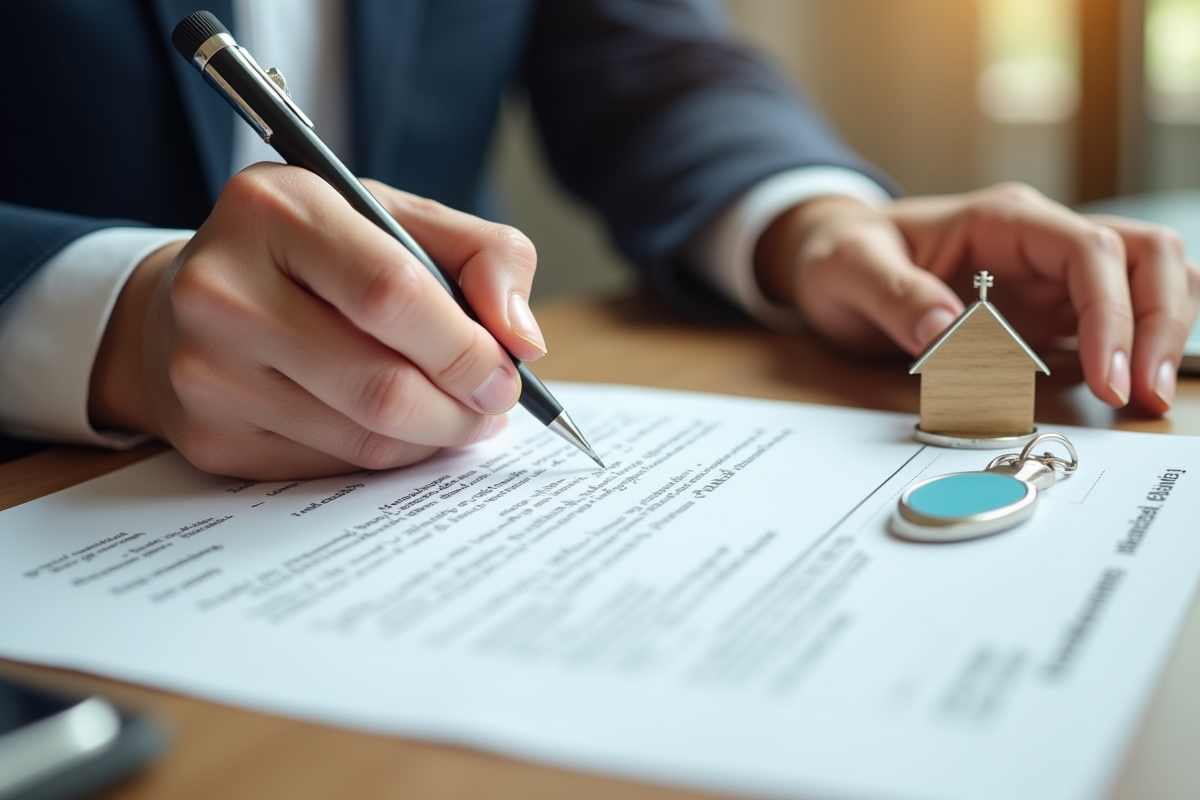 Mains signant un contrat de prêt avec une clause d