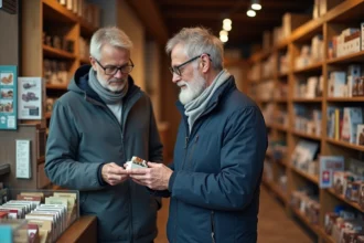 Touriste étranger examinant le prix d'un paquet de cigarettes dans un bureau de tabac en Suisse