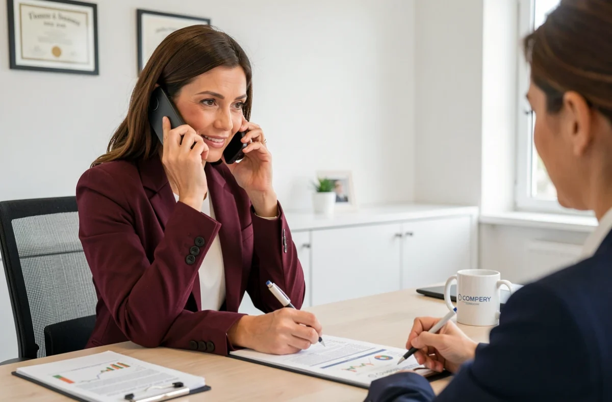 Conseillère VousFinancer en communication téléphonique avec un client pour un dossier de rachat de crédit